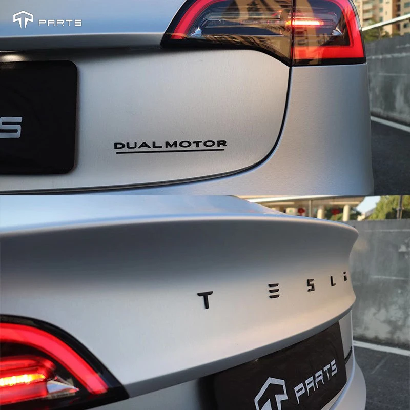 

Compatible with Tesla Model3 Rear Letter Sticker Logo Dual Motor Tail Label Black Metal Car Accessories