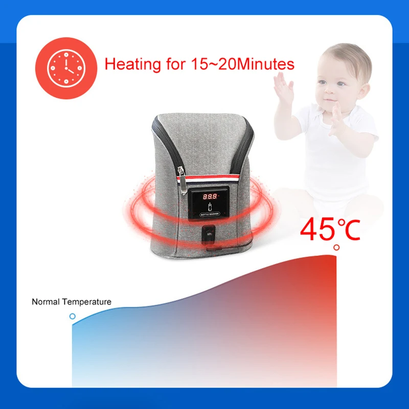 

18W Baby Bottle Warmer Portable Milk Warmer Heater Car Infant Feeding Bottle Insulated Bag Travel Cover Insulation For Outdoor