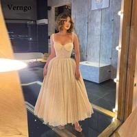 verngo glitter light champagne prom dresses straps sweetheart bones puffy skirt ankle length evening party gowns 2022 new design