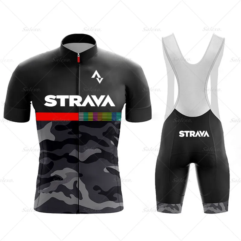 

STRAVA Cycling Clothing 2022 Summer Men Breathable Cycling Set Bike Uniform Anti-UV Bicycle Wear Short Sleeve Cycling Jersey Set