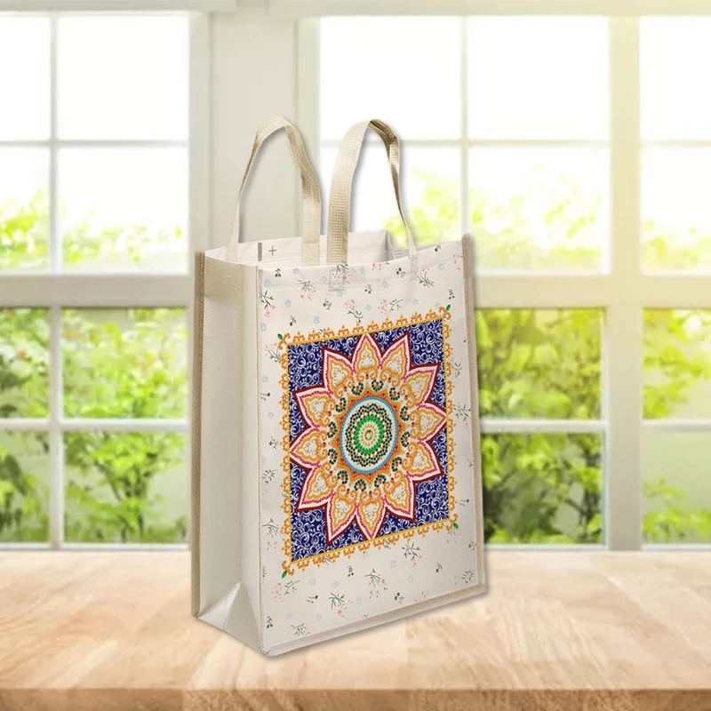 

066F Luminous Flower 5D DIY Resin Painting Tote Bag Reusable Grocery Bags Fashionable Shopping Daily Organization Art Handbag