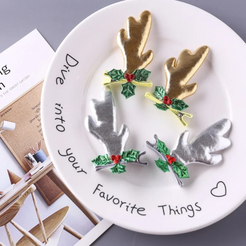 

1Pair Cute Christmas Hair Clip Candy Antler Hairpin Baby Girl Headdress Duckbill Clip Hair Clip