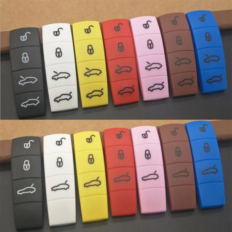 

Key Color Center Middle Trim Shell Cover Decal + Rubber Button Pad for Porsche 911 918 Panamera Macan Cayenne Cayman Boxster