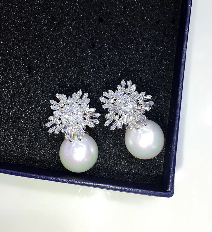 ZAKOL черные ювелирные изделия с искусственным жемчугом изысканные циркониевые