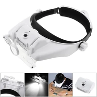 11 5x adjustable headband eyeglass magnifier eyewear loupe magnifying glass with led lamp rechargeable usb cable