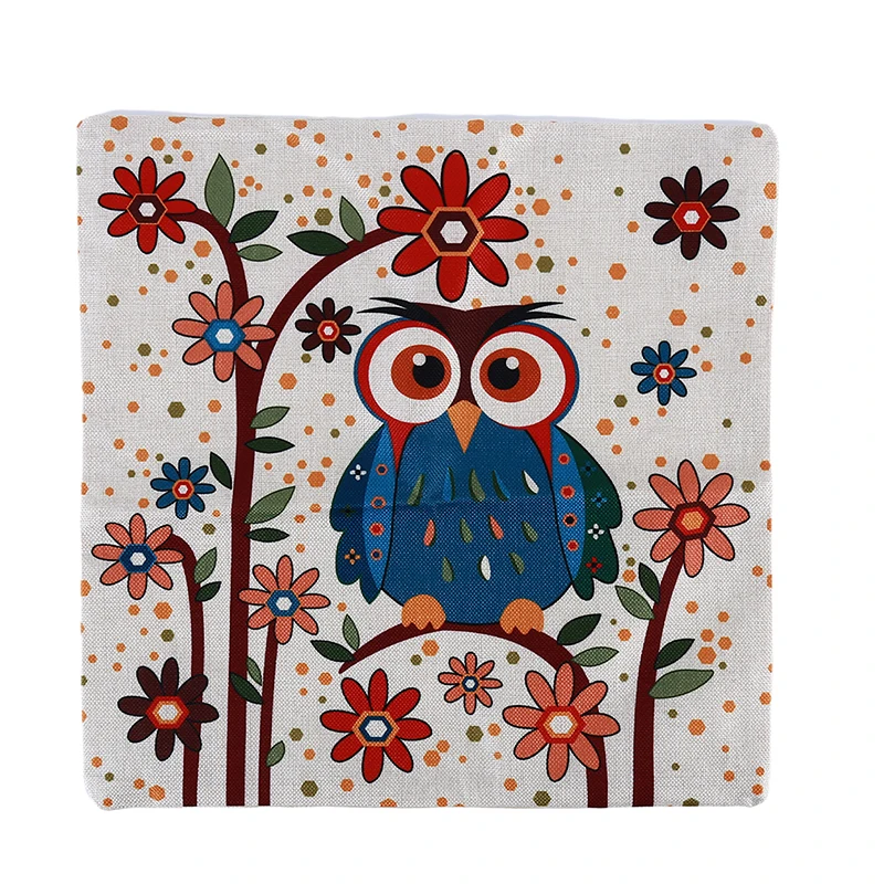 Cute Cartoon Living Room Sofa Pillow Case Creative Smile Owl Digital Print Soft Comfort Cushion Cover | Дом и сад