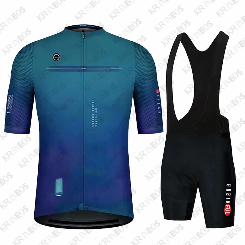 

2021 GOBIKFUL New Summer Cycling Jersey Set Breathable Team Racing Sport Bicycle Jersey Mens Cycling Clothing Short Bike Jersey