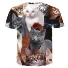 Детская футболка для мальчиков, детская одежда, футболки с забавными мультяшными животными, милыми кошками для девочек, 2021, Летние повседневные топы с круглым вырезом, футболка