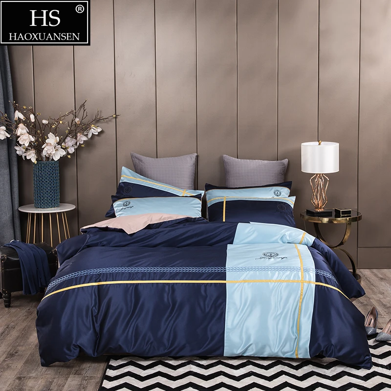 Sky Blue Plaid Stripes Design Duvet Cover Quilt Cover Bed Linen Bedsheet/fitted Sheet