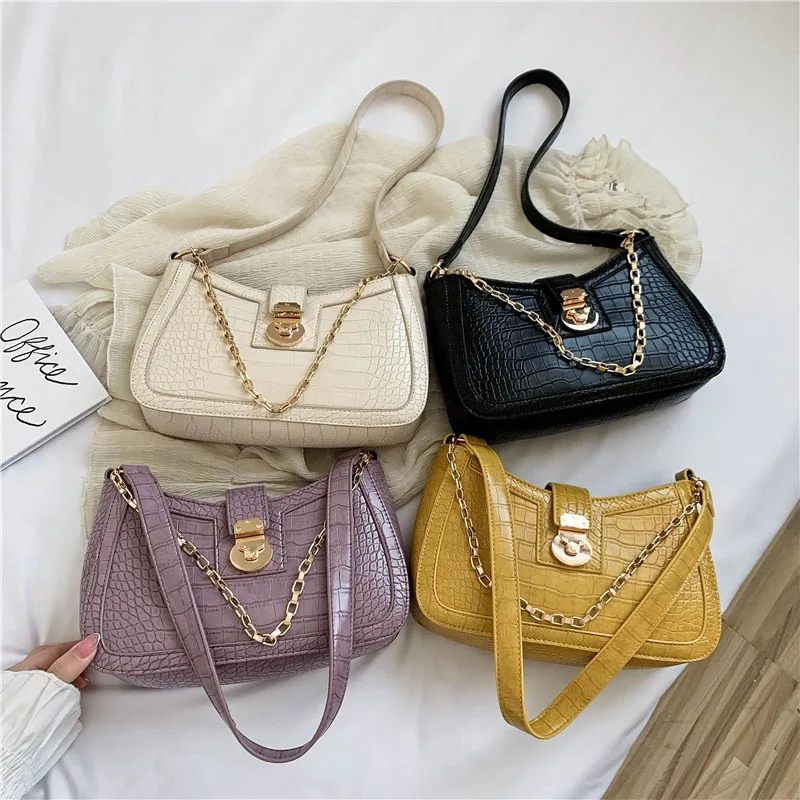 

Crocodile pattern Armpit bag saddle bag 2020 Fashion New High-quality PU Leather Shoulder bag Women's Designer Handbag FTB222