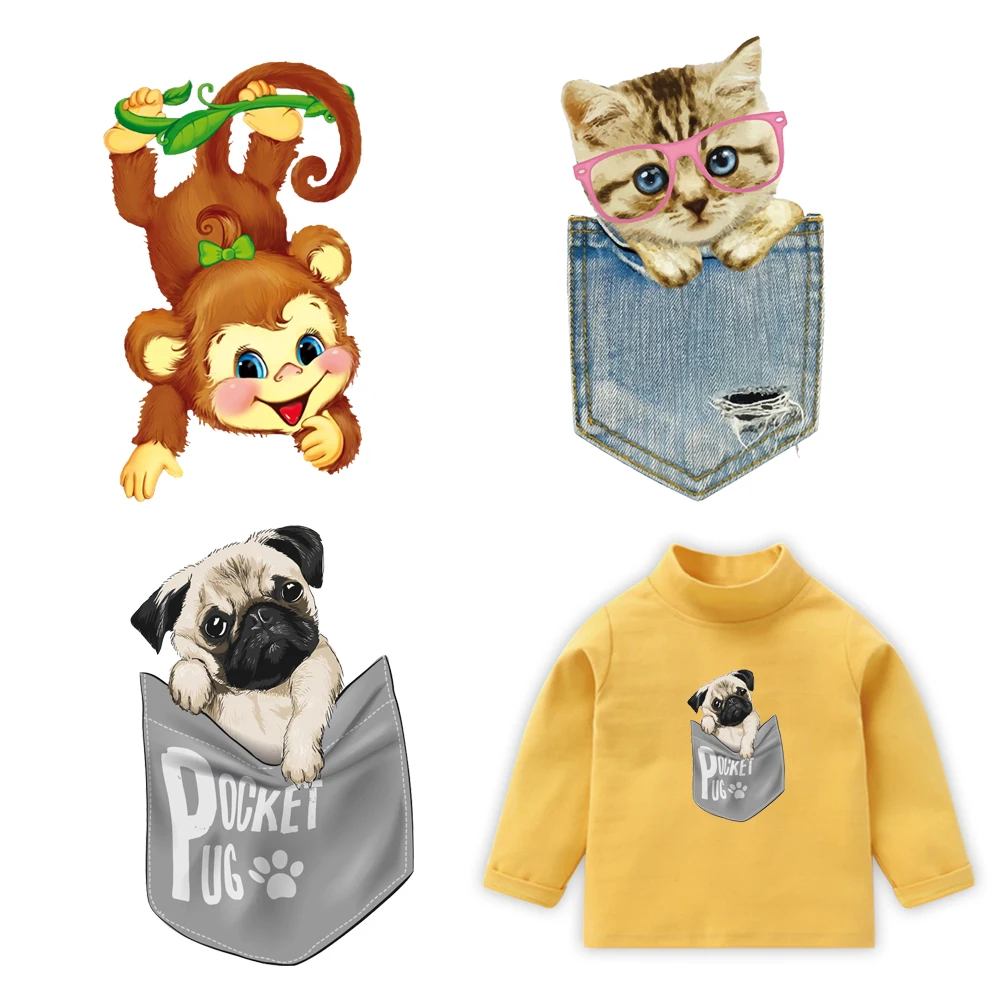 Термонаклейка сделай сам с изображением мультяшных животных нашивка для одежды