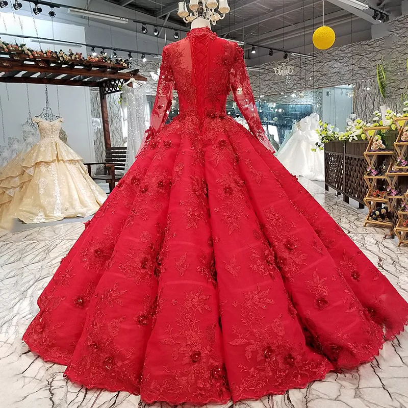 LS02100 red muslim puffy vintage вечернее платье с длинным рукавом рукавом|Вечерние платья| |