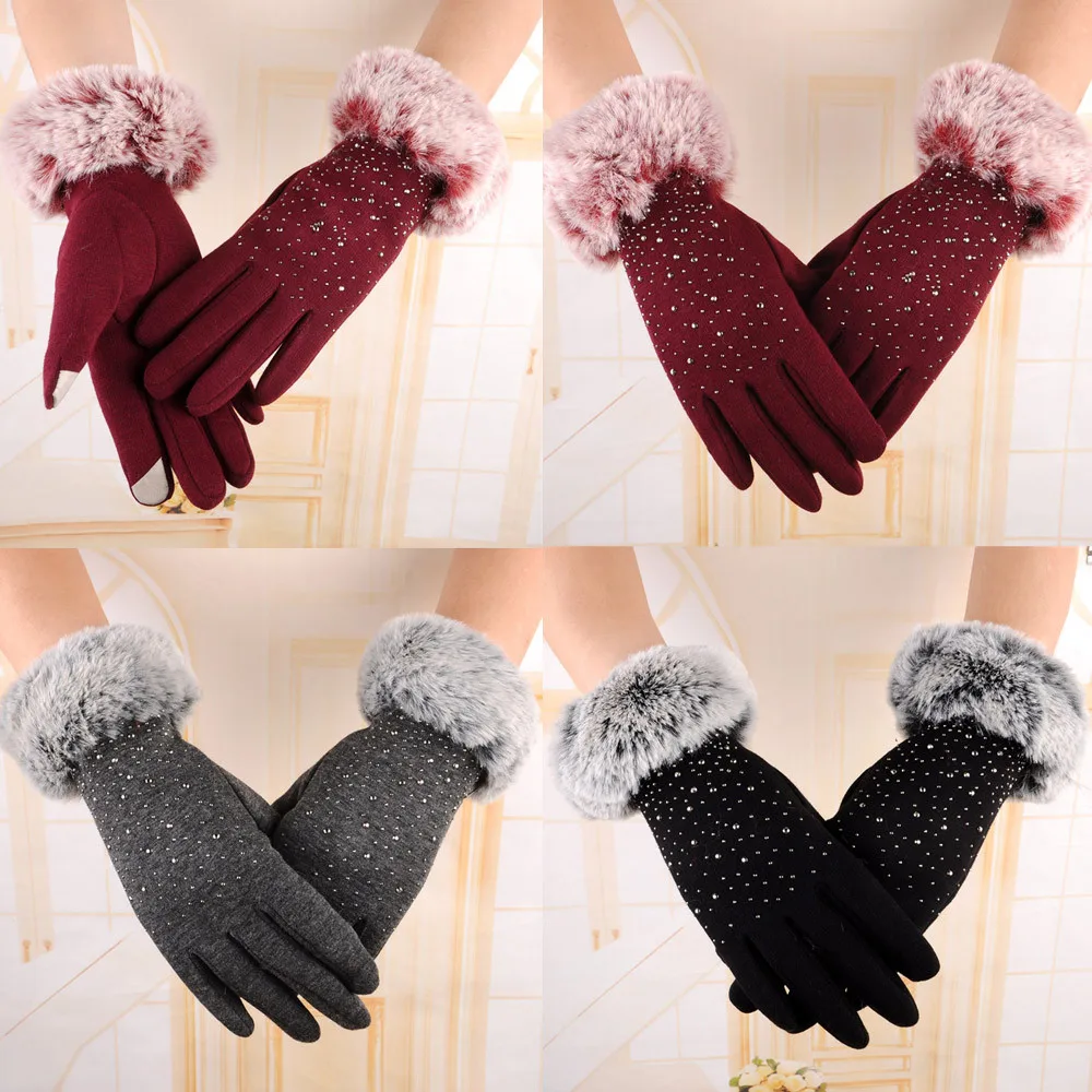 

Womens Fashion Winter Outdoor Sport Warm Gloves Full Finger Mittens Women Outdoor Wrist Women Touch Screen Driving Gloves 10.24