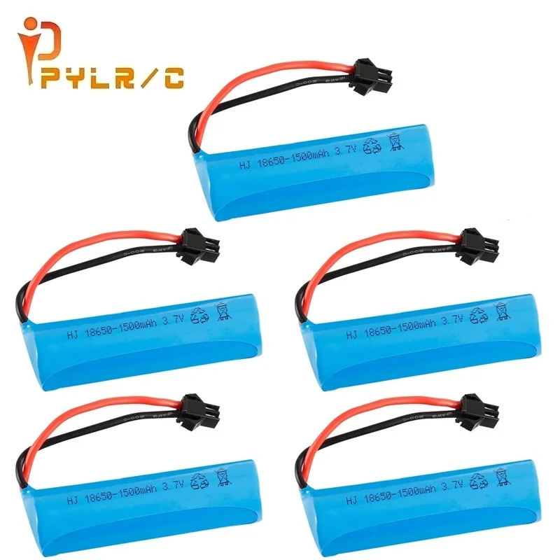 

3.7v 1500mah 18650 15C Li-ion Battery For RC Stunt Car Q85 Q70 Rc Car Toys SM-2P Plug RC Boat Tank Train Water soft Gun Battery