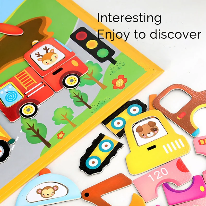 

Jigsaw Puzzles Game Montessori Educational Toys Traffic Cognition 3D Puzzles Children Box Puzzle Toy Gift