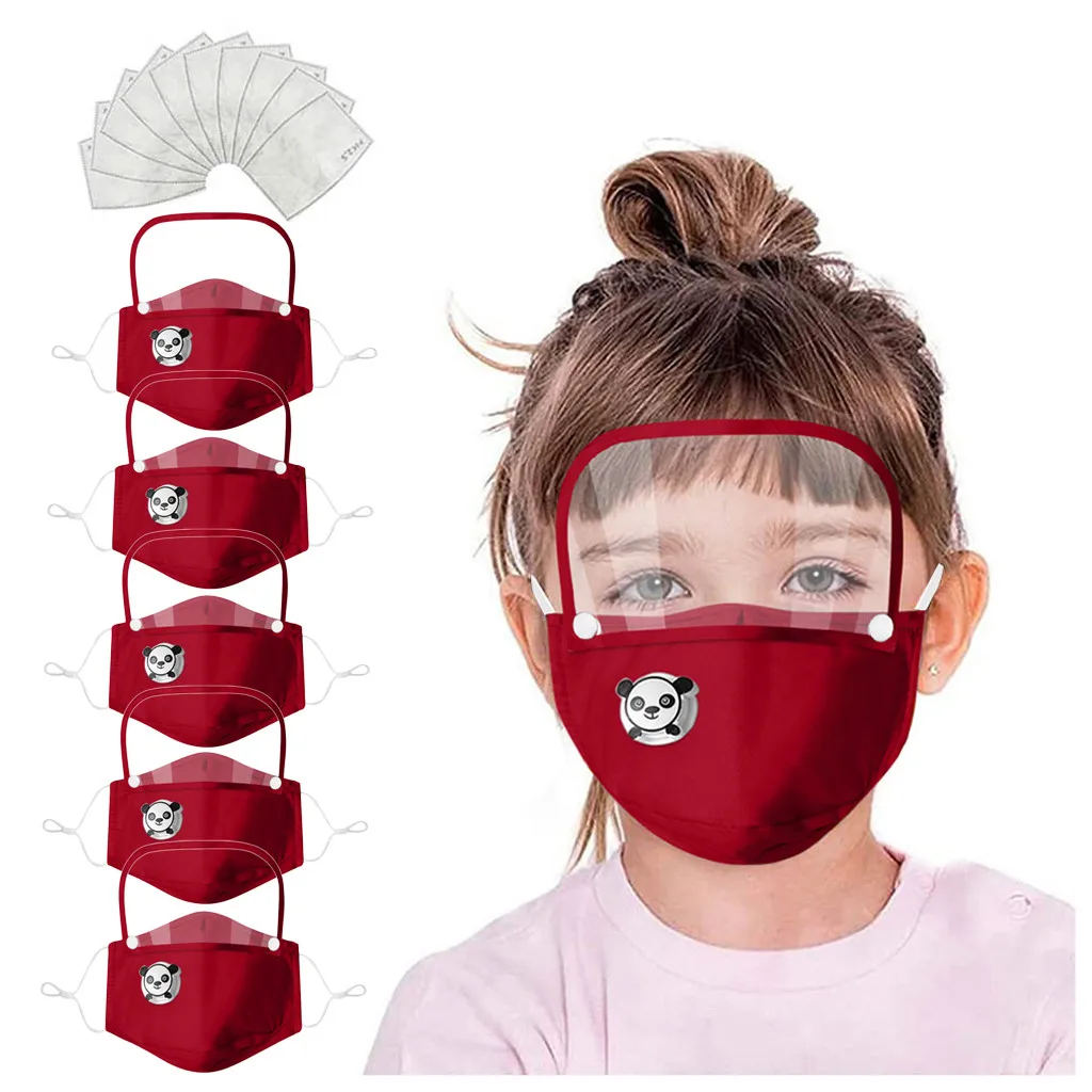

5pc Children Mascarillas With 10pc Filters Reusable Kids Face-masks Detachable Eye Shield Masque Mondkapjes Halloween Cosplay