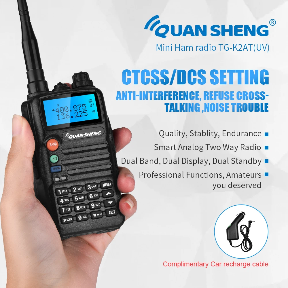 Двухдиапазонная рация Quansheng TG K2ATUV Mini Ham Walkie Talkie для охоты любителей на открытом