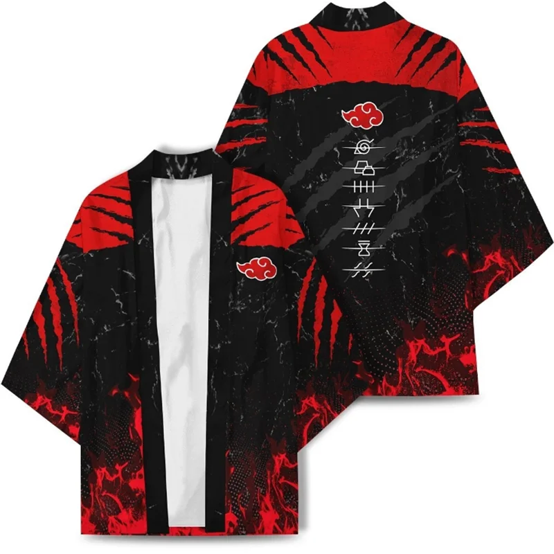 Аниме Hokage ниндзя Kurama Uchiha Akatsuki Косплей костюмы кимоно хаори пальто рубашка плащ