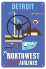 Винтажный постер для путешествий из металла 20X30, Детройт, мотор, город, северо-восток, 1950s