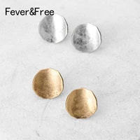 feverfree small gold color stud earrings for women alloy round piercing brincos charm pendientes earrings fashion jewelry