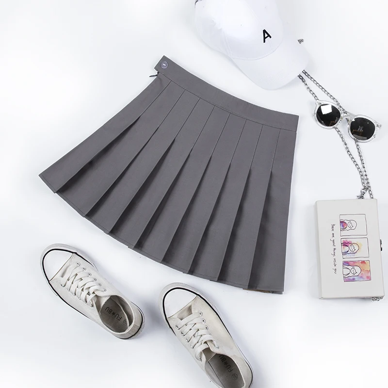 8810 gray Плиссированная юбка для колледжа, Harajuku, консервативный стиль, клетчатая юбка, мини, милая японская школьная форма, Дамская Jupe кавайная юбка Saia Faldas - Цвет: 8810 gray