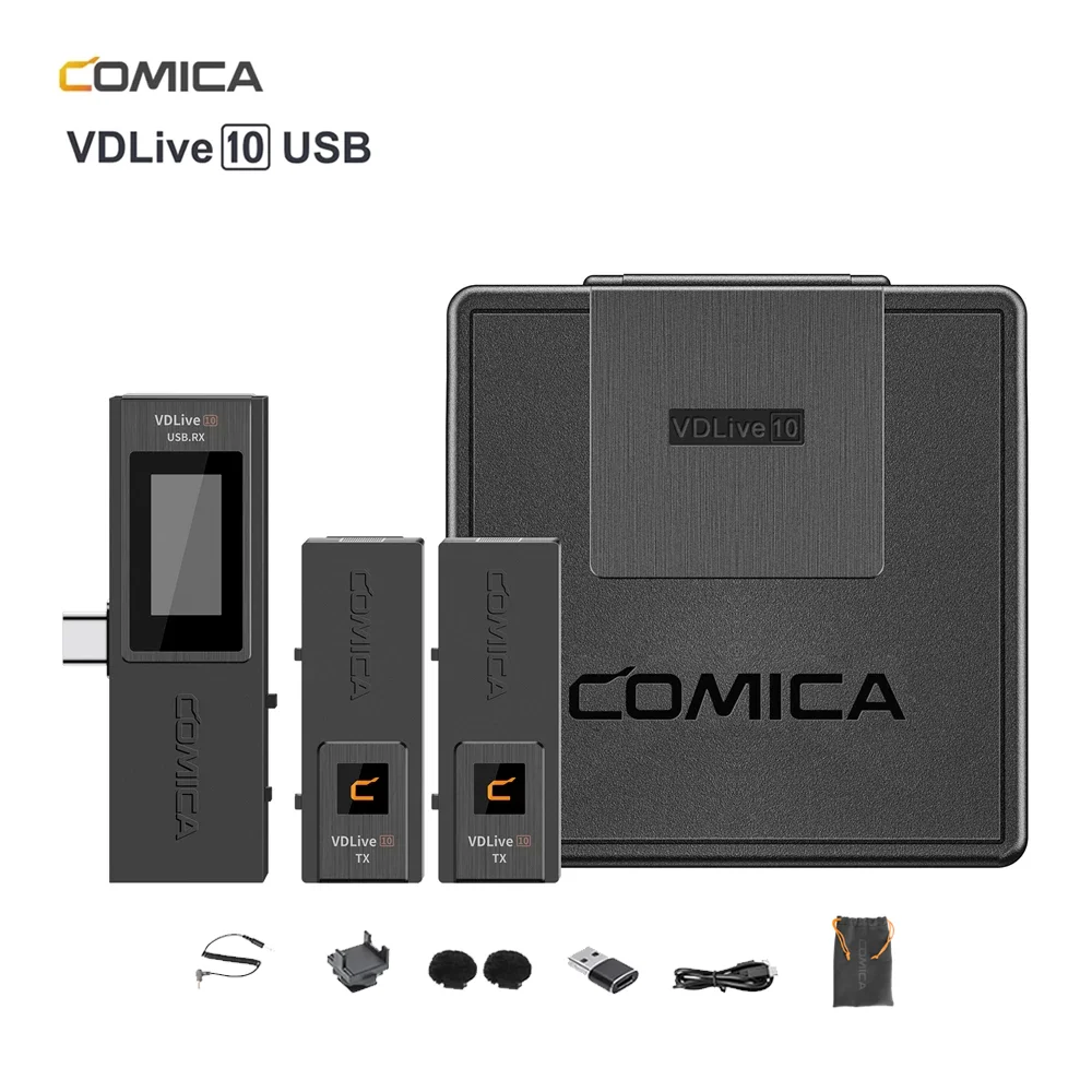 

Универсальный Беспроводной USB-микрофон COMICA VDLive10, 2,4 ГГц, двухканальный, для конференц-связи, стерео-режим, микрофон для смартфона, камеры, DSLR