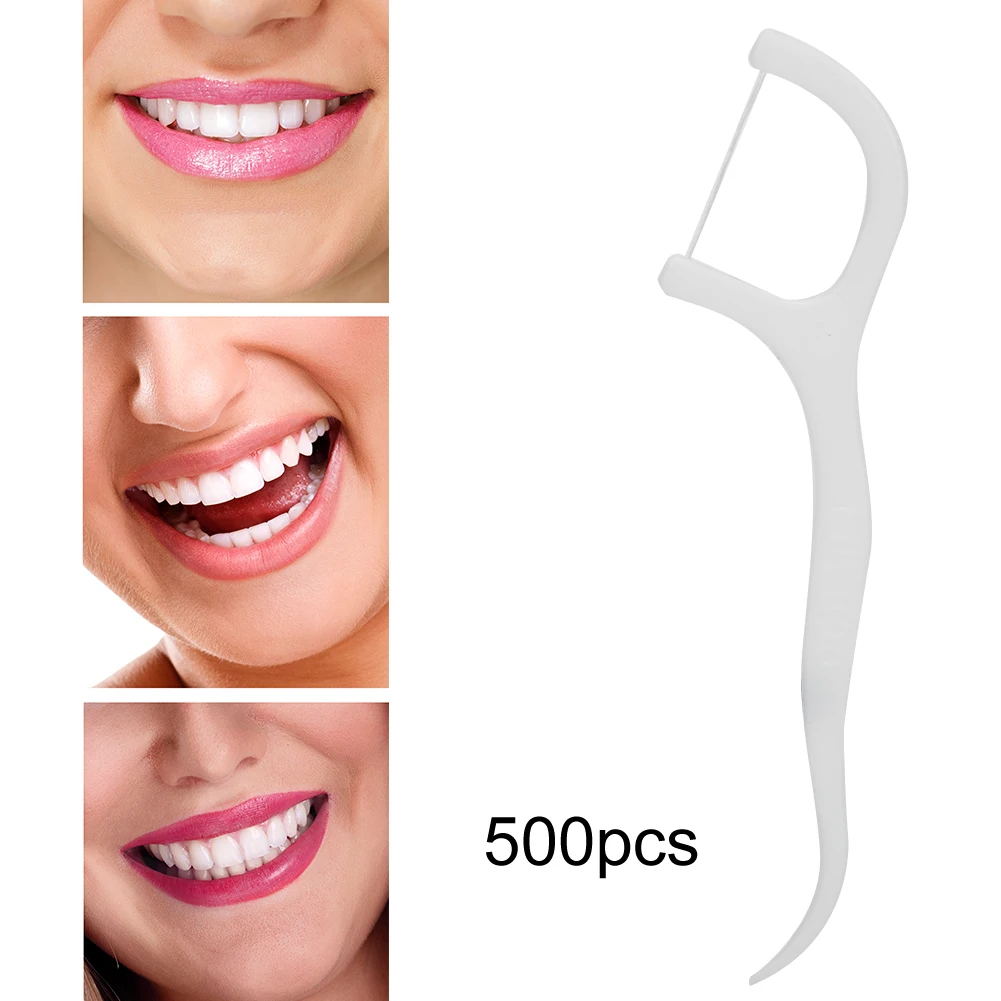 

500pcs Disposable Dental Floss Stick Teeth Stain Removal Floss High Toughness Oral Care Tool Eco-friendly Without Hurting Gums