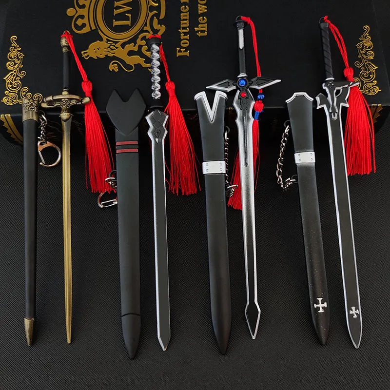 22 см меч искусство онлайн металлический оружие Модель аниме Asuna Kirito Косплей САО