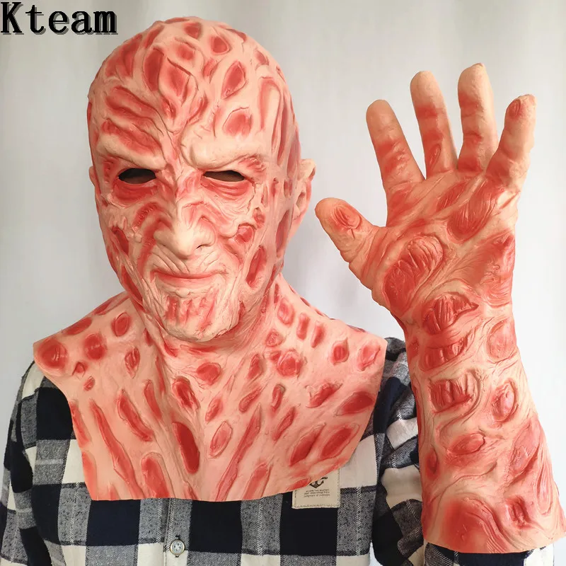 Хэллоуин страх искусственная Реалистичная натуральная Латексная Маска Freddy Krueger