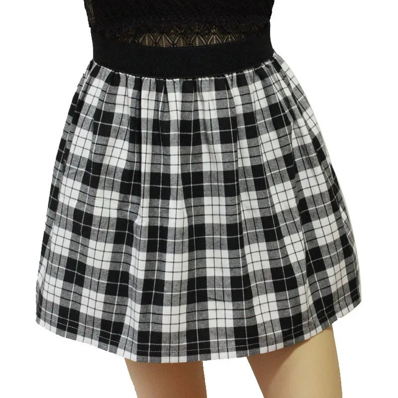 Красная клетчатая юбка в студенческом стиле весна-лето 2018 женская короткая