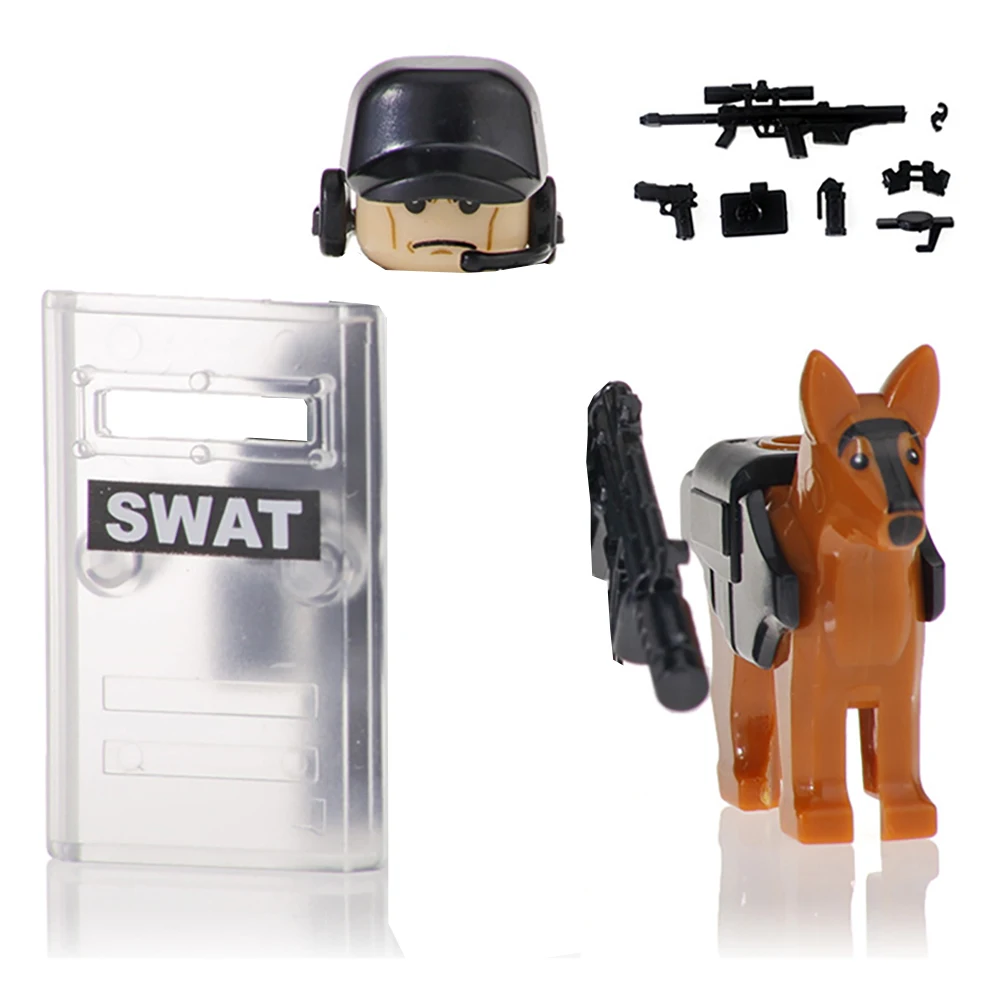 

22PCS Military Special Forces Modern Soldier Police MOC SWAT City Weapons Playmobil Figures Building Block Toys For Kid