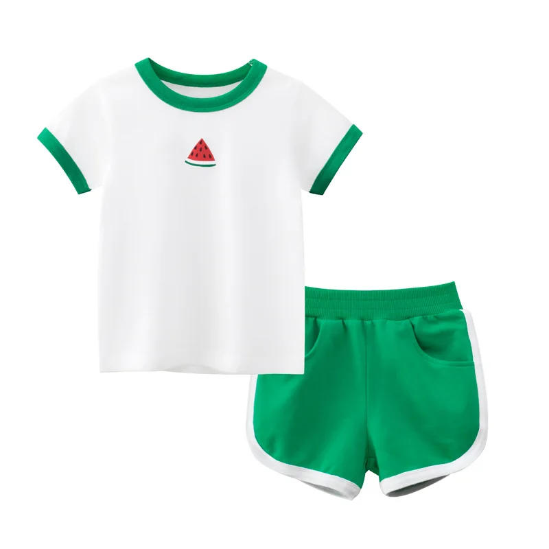 

2021 Summer Children's Clothing Casual Tees + Shorts Girls Two-piece Sets COTTON Boutique Kids Clothing for Girls 2-8 Years