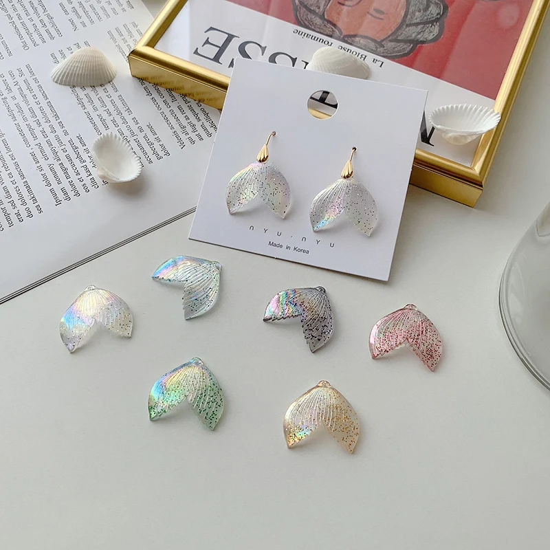 

Sequined resin mermaid fishtail diy hand-crafted earrings earring accessories ear accessories material homemade earrings