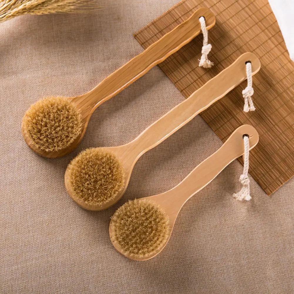 

1pcs Long Handle Wooden Spa Shower Brush Bath Massage Brushes Bristle Bath Shower Brush Back Massage Scrubber Skin Cleaning Tool