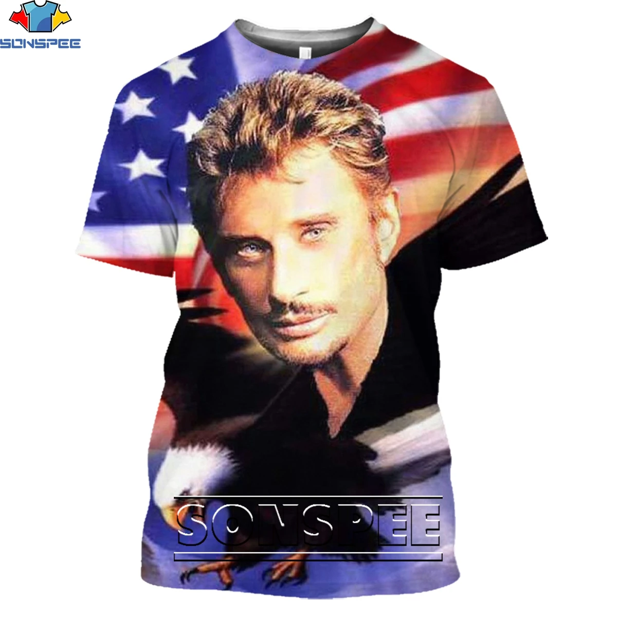 

SONSPEE Johnny Hallyday T Shirt 3D Fashion Rock Singer Anime Men's T-Shirts O Neck Men Tshirt Women Sweatshirt Unisex Clothing