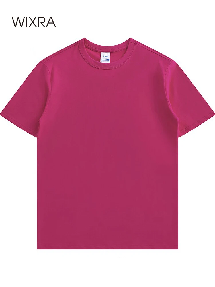 

Wixra Spring Summer Stylish Color 100% Cotton Solid T Shirts Womens Short Sleeve Lady Loose Tee Men Tops Plus Size