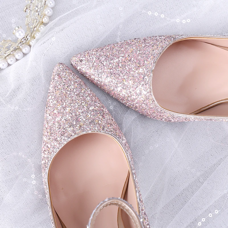 Женская свадебная обувь с украшением в 2019 новая ремешком туфли на высоком