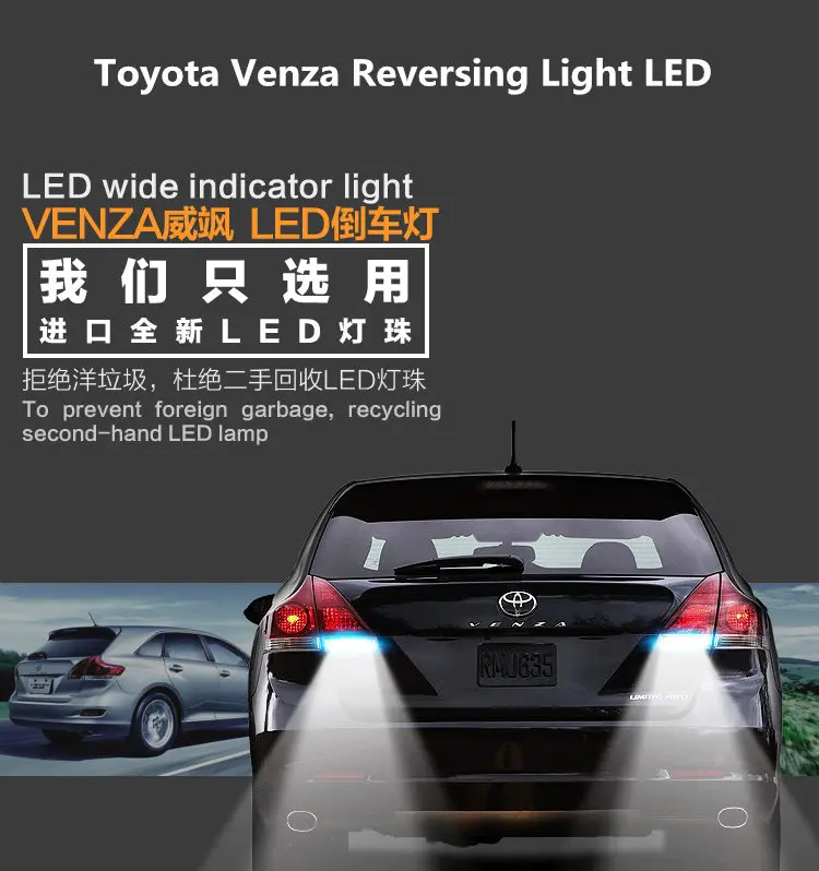Für Toyota Venza 2009-2015 Rückfahr Licht LED Ruhestand Hilfs Licht Venza Scheinwerfer Refit LED 2 stücke