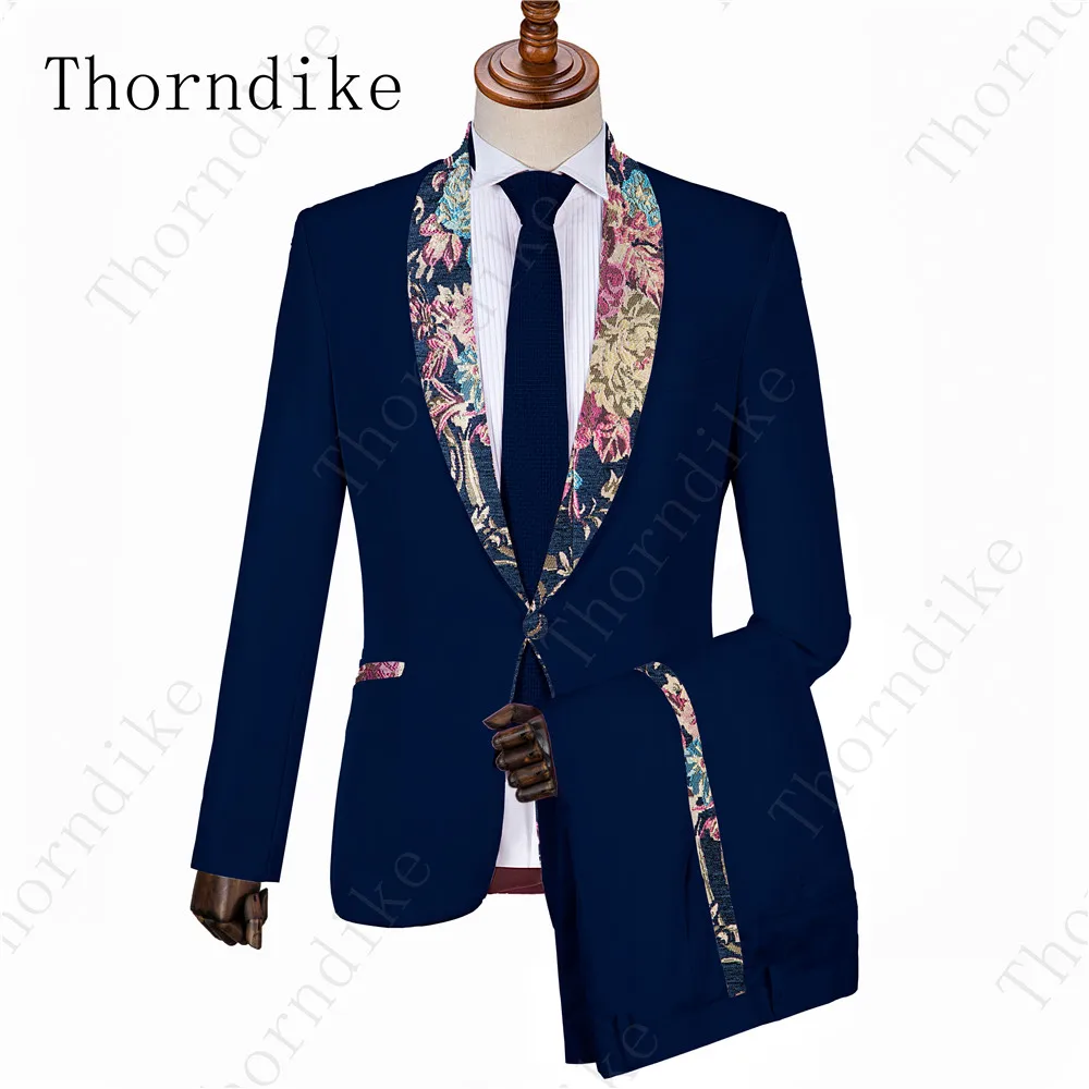 suit 15 Thorndike костюм Homme Mariage, 2 предмета, мужской костюм для свадьбы, выпускного вечера, вечерние костюмы серого цвета с жаккардовым шалевым отворотом(пиджак+ брюки+ галстук - Color: suit 15