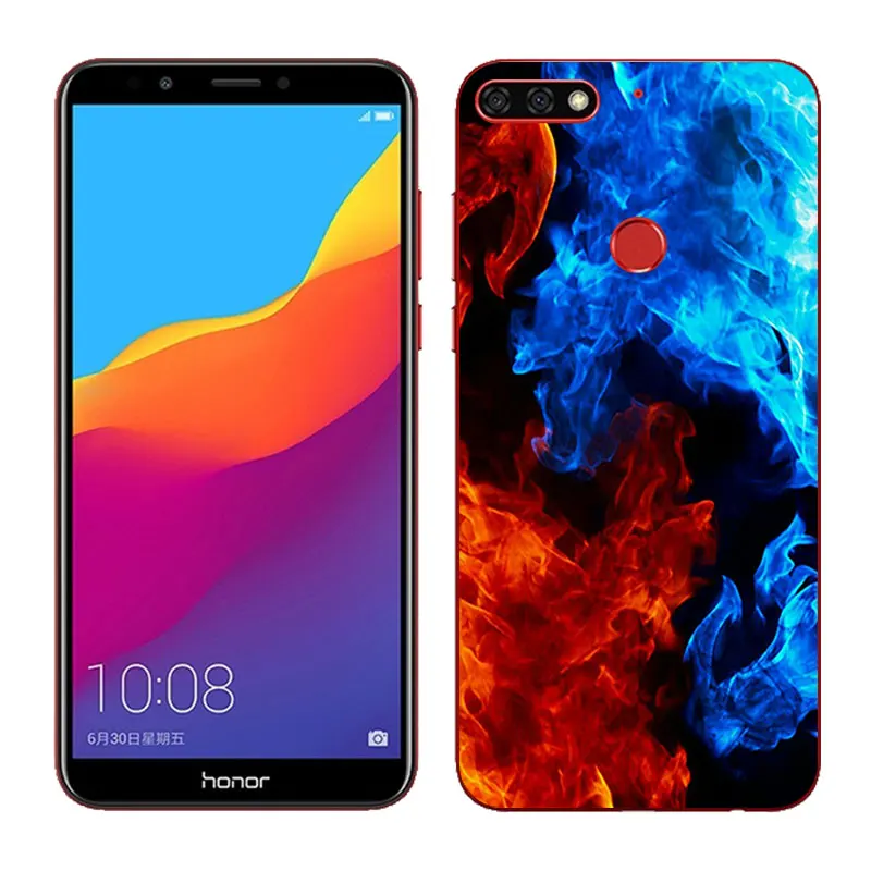 Черные матовые чехлы для телефонов Huawei Honor 7C окрашенные Мягкие силиконовые ТПУ