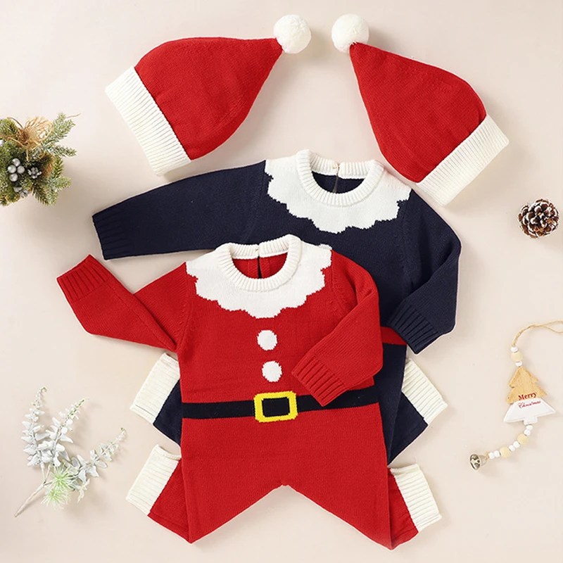 

Рождественский комбинезон с шапками, Детский костюм, одежда для малышей, новинка 2021, осенне-зимний комбинезон, комбинезон для маленьких мал...