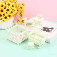 5pcsset 112 dollhouse miniature babys room furniture crib cradle high chair childrens room furniture set