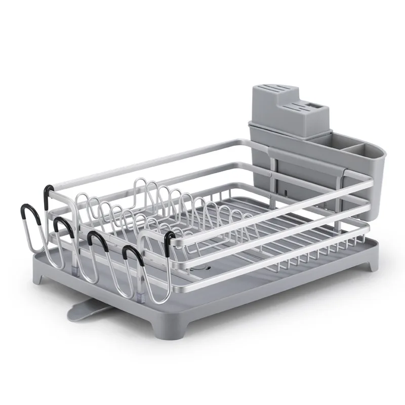 Серебристая алюминиевая кухонная сушилка для посуды держатель слива ножей