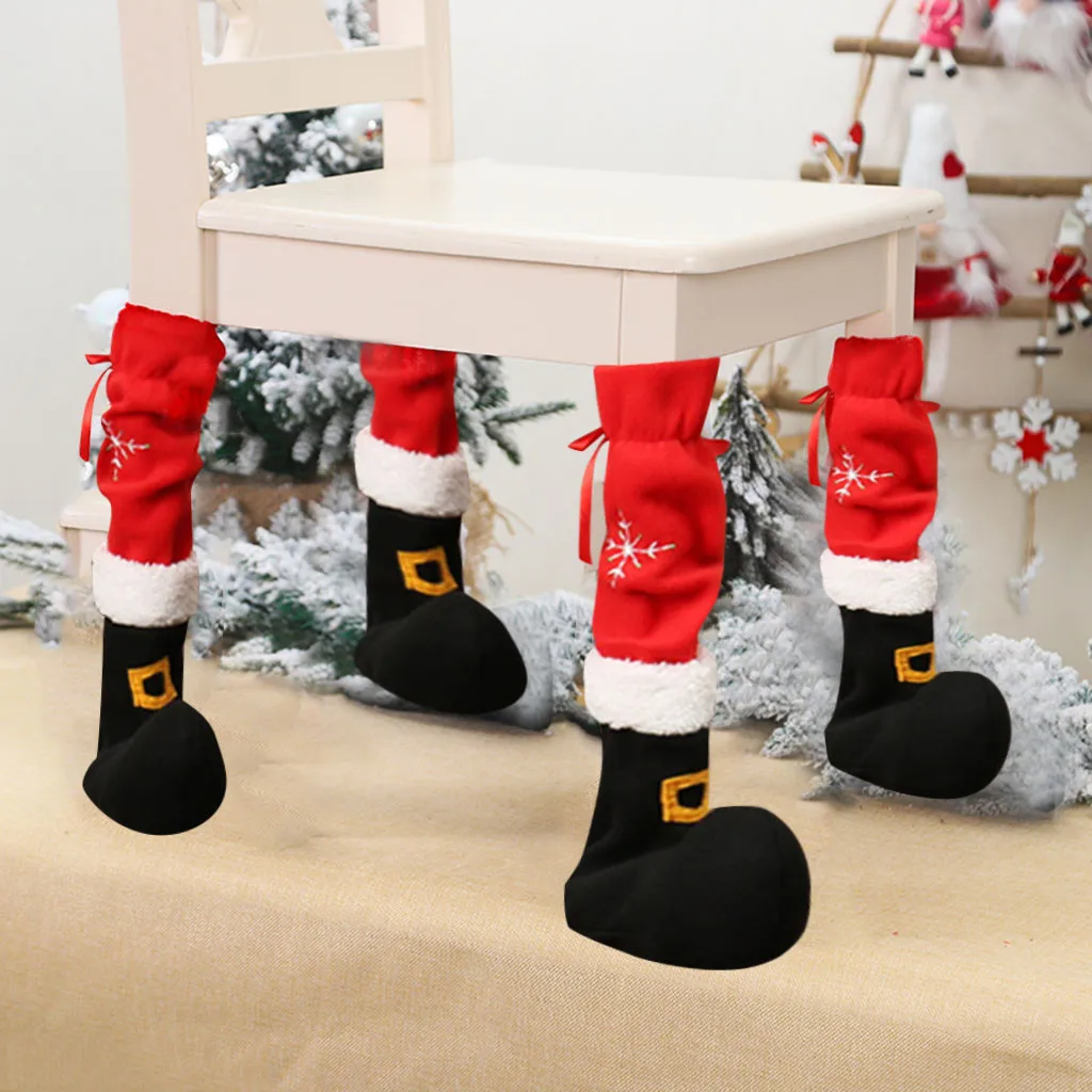 Прямая поставка 4 шт. рождественские чехлы на ножки стула украшение стола для