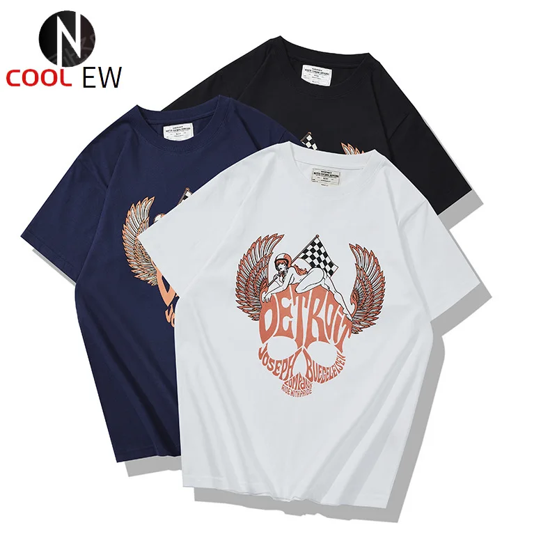 

Новинка весна-лето 2022 SS футболка с принтом черепа локомотива букв 200 граммов футболка с коротким рукавом для мужчин и женщин