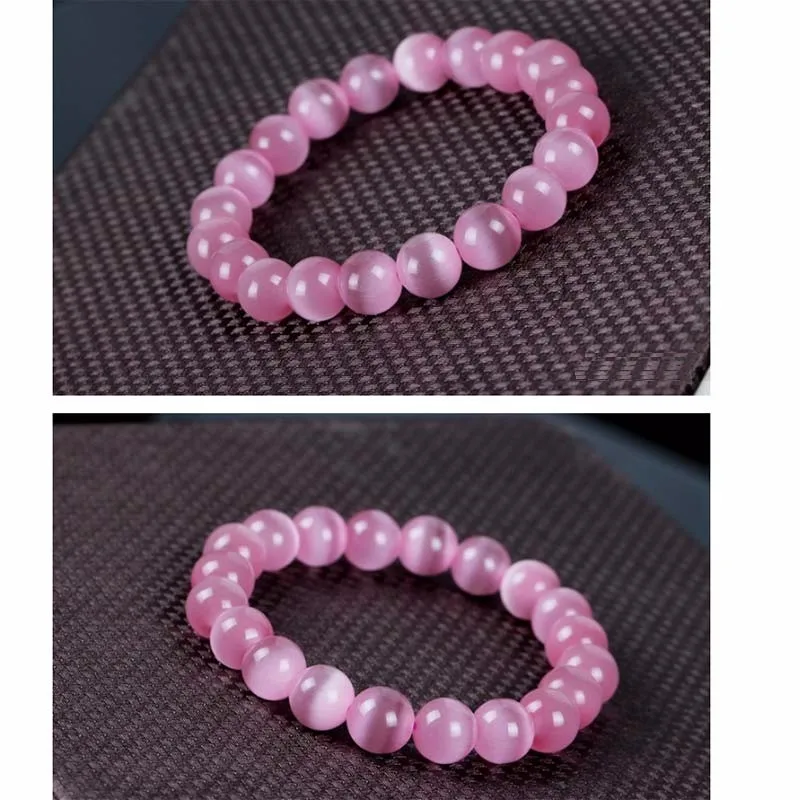 Natural Stone Pink Opal Bracelet Quartz Stretch Bracelet Fashion Healing Jewelry 6/8/10mm Bead Pulseras New Arrival