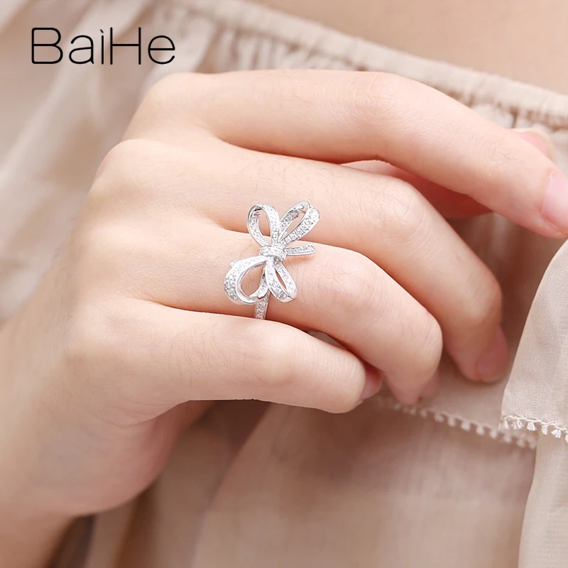 BAIHE, 14 к, белое золото, около 0.51ct H/SI, круглая огранка, натуральные бриллианты, ювелирное изделие, обручальное кольцо, модное, хорошее ювелирное изделие, подарочное кольцо