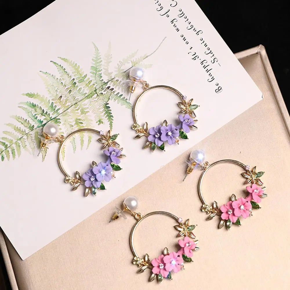 Серьги в Корейском стиле с цветами для женщин милые серьги из мягкой керамики и