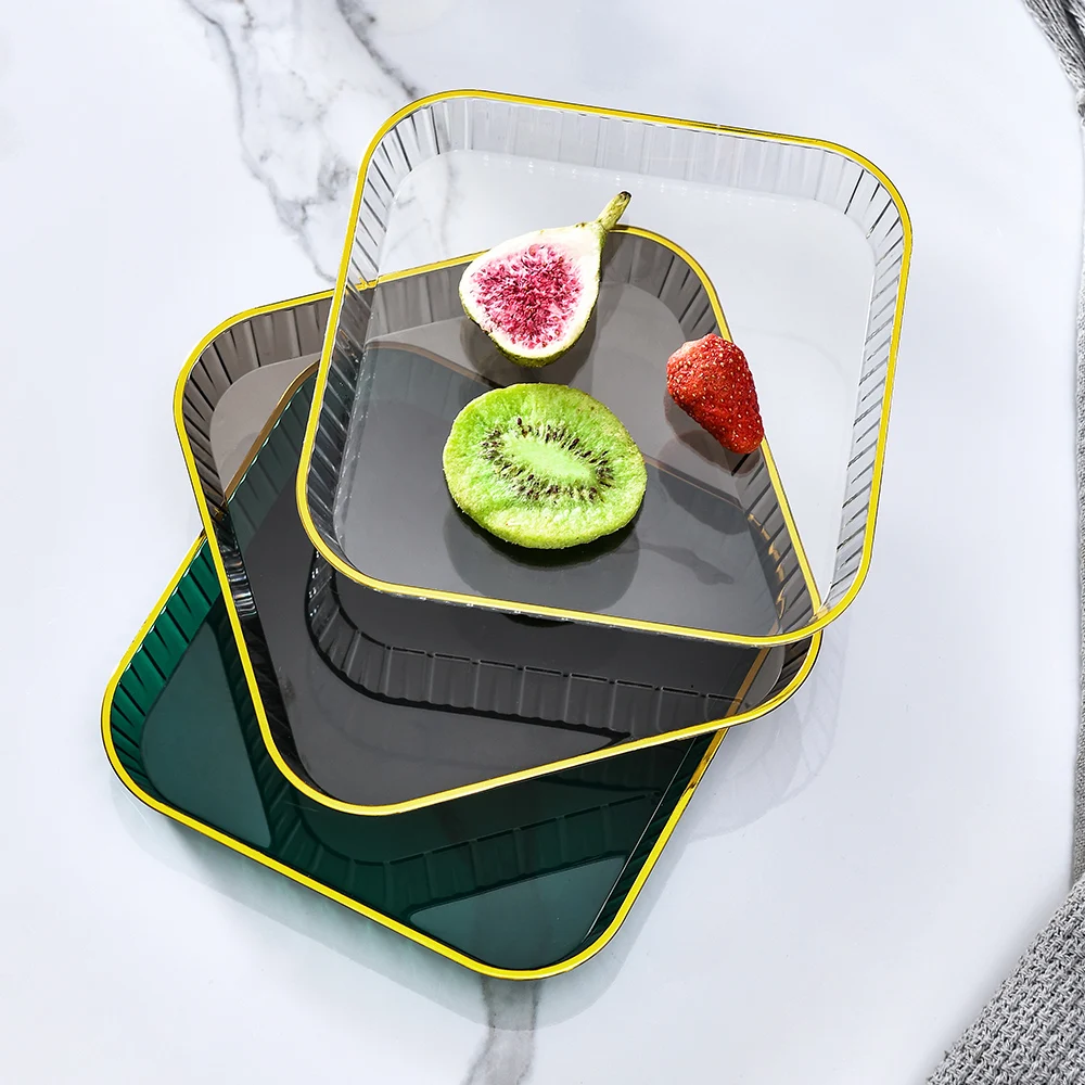 

Transparent Decorative Tray for Home Decorations Accessories for Living Room Decor Desktop Dessert Plate Christmas Decorations