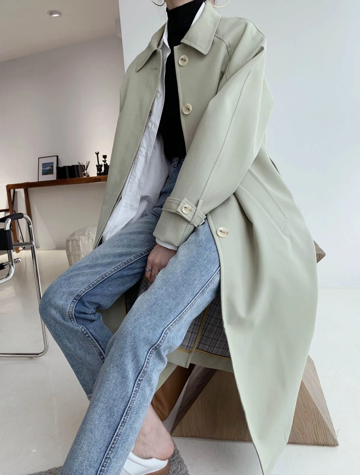 

Женский осенне-зимний Тренч 2021, новый яркий клетчатый Тренч с отложным воротником и поясом